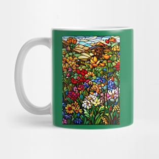 Stained Glass Colorful Mountain Flowers Mug